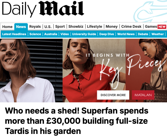 Daily Mail coverage of The Console Room